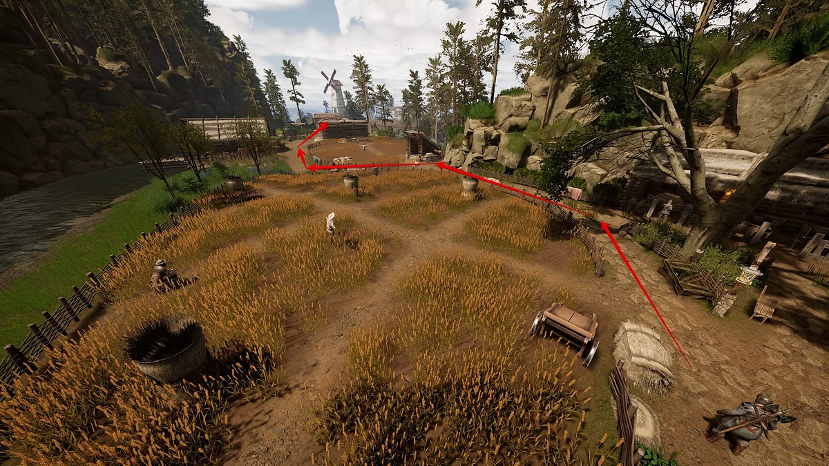 Дорога между ограждёнными полями