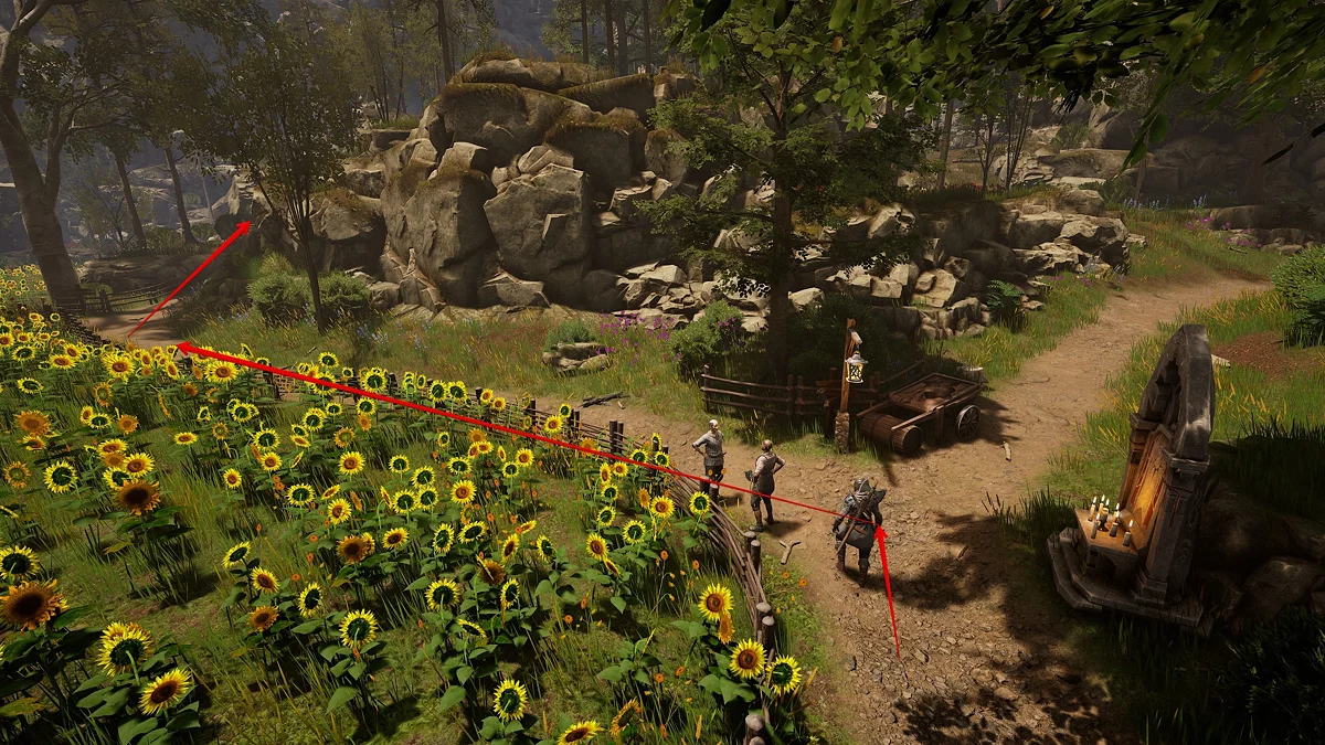 Перекрёсток с алтарём и указателем