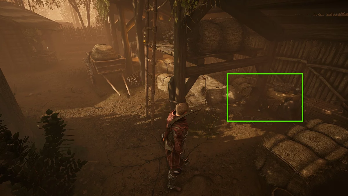 Бутылки с алкоголем среди тюков в лагере лесорубов