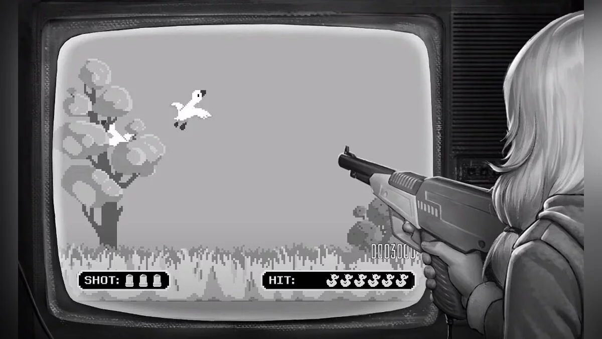 Мини-игра с охотой на уток на старой приставке