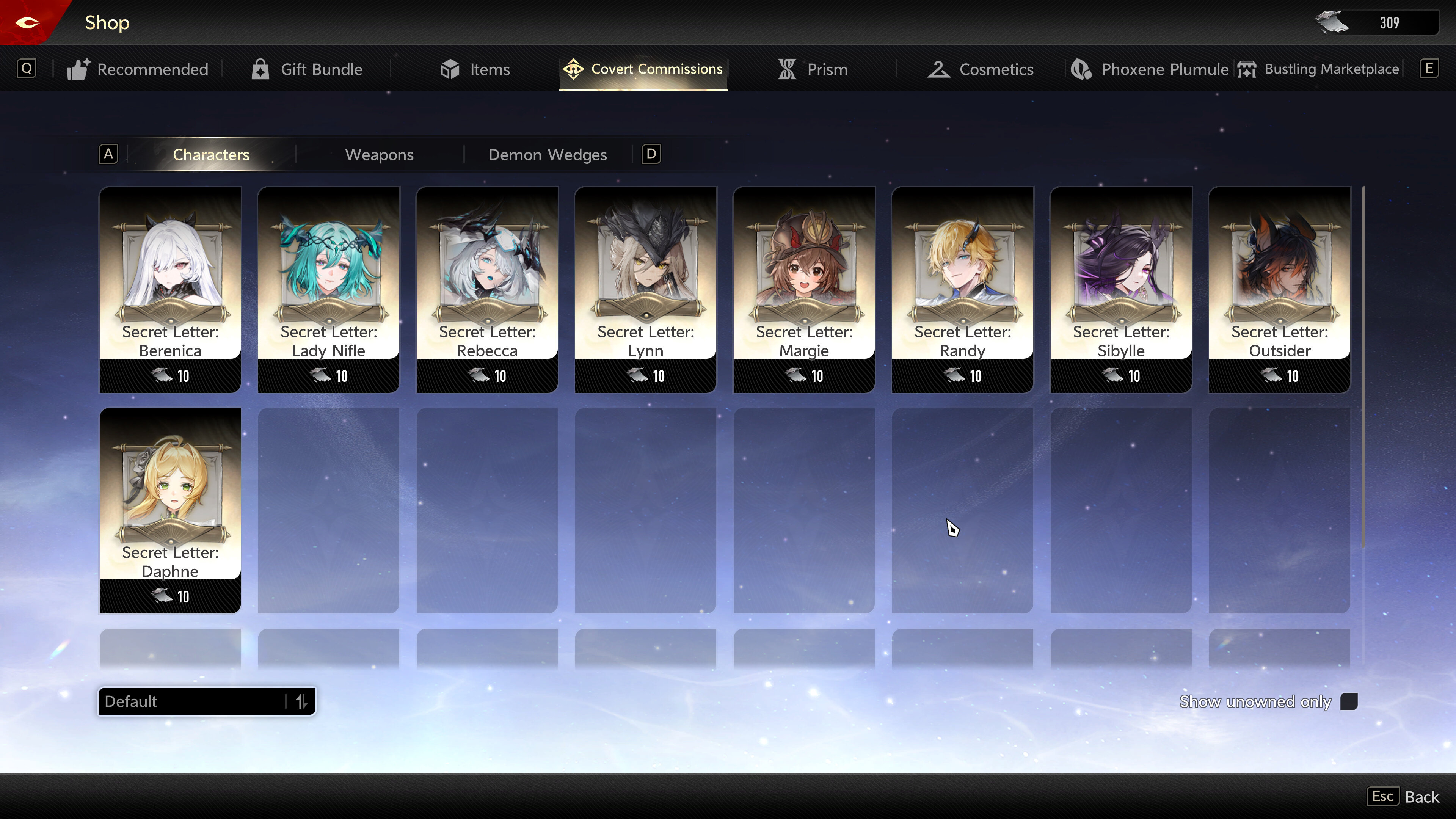 Интерфейс Prism Exchange в Duet Night Abyss для обмена на интроны Ребекки