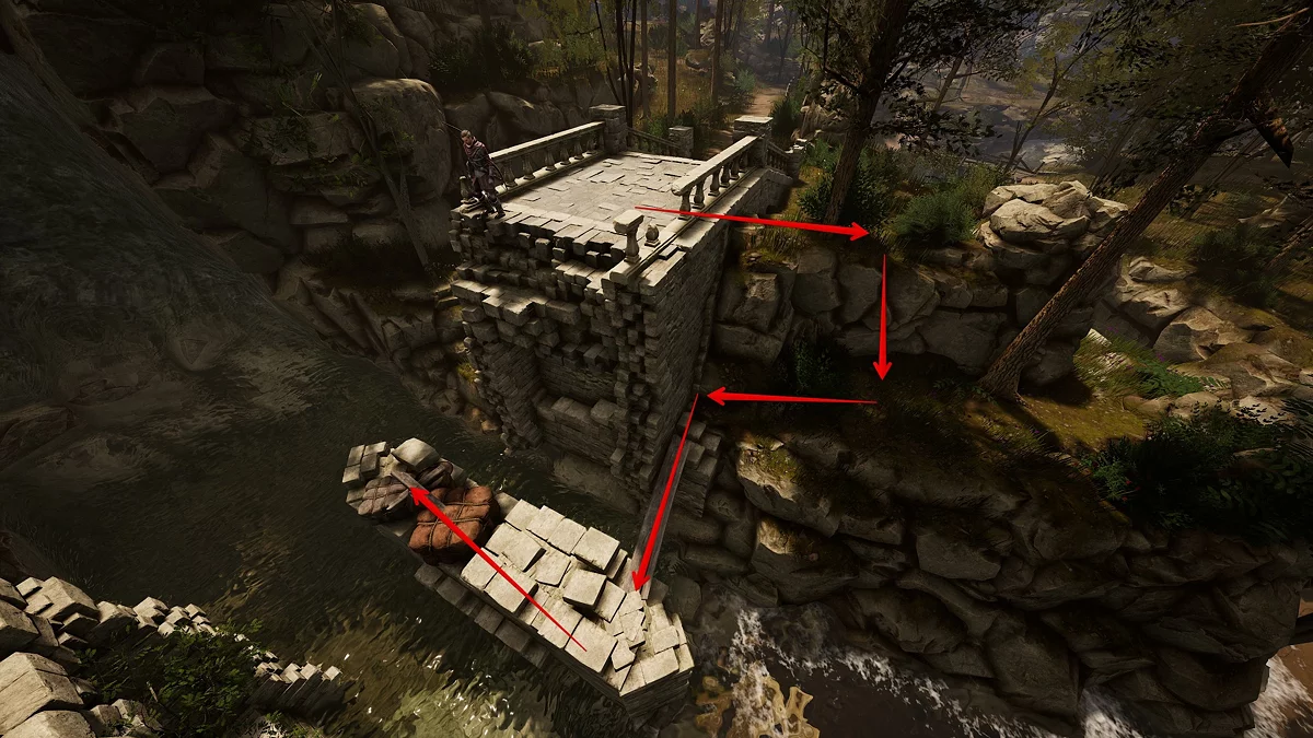 Третье колесо среди бочек и коробок у обрушенной опоры моста