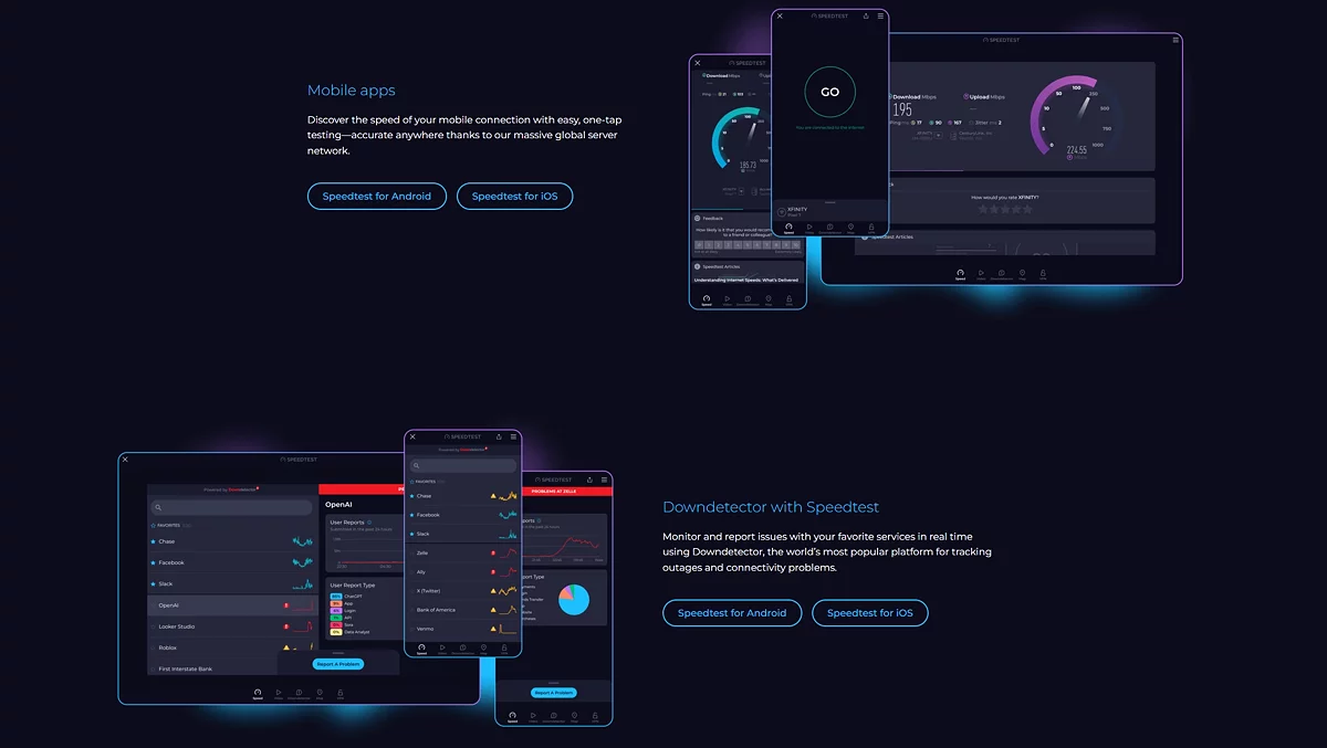 Мобильное приложение Speedtest с расширенными метриками