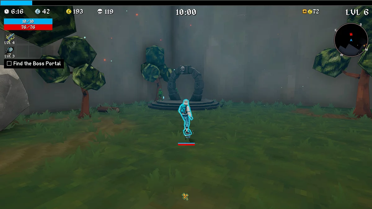 Портал босса с красными нитями в воздухе в MegaBonk