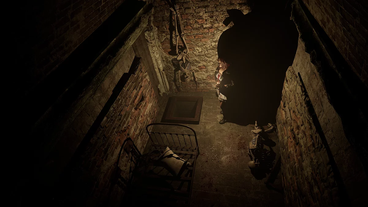 Спуск в склеп за отодвинутой тележкой