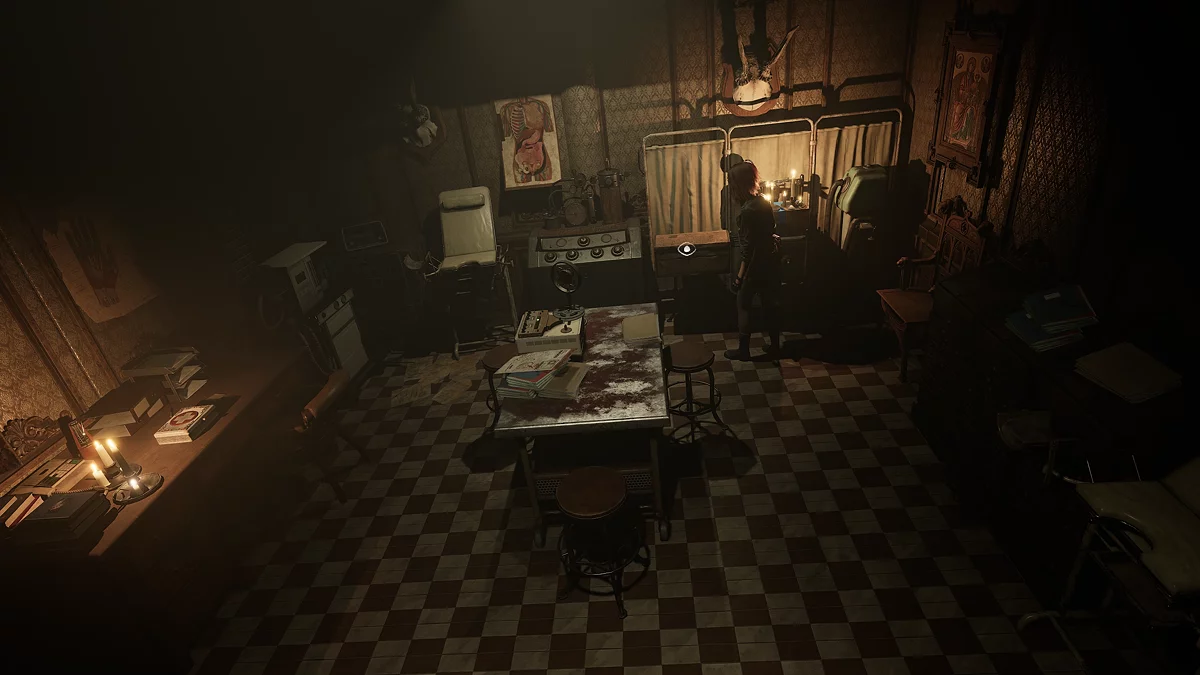 Комната сохранения с магнитофоном и расходниками