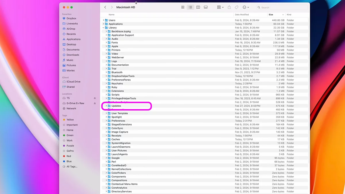 Раздел обновления ПО в настройках macOS