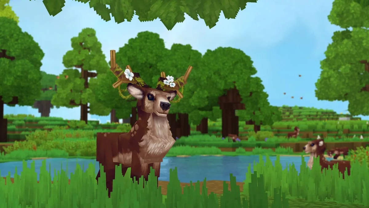 Персонаж Hytale в режиме камеры от третьего лица на фоне пейзажа