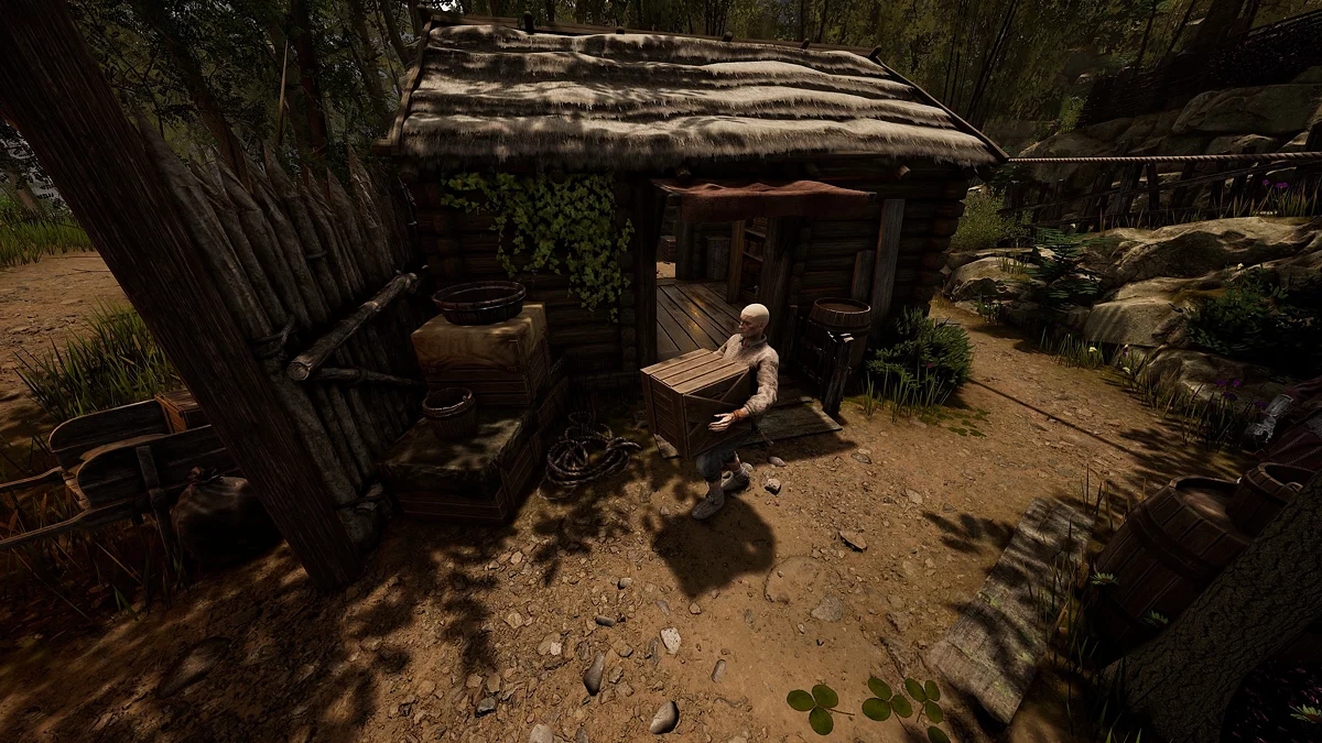 Вимон переносит коробки между верстаком и телегой