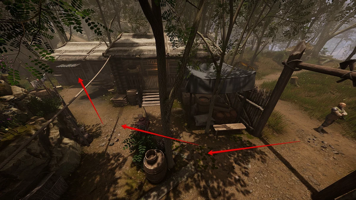 Подвал с мешком продуктов для похлёбки лесорубов