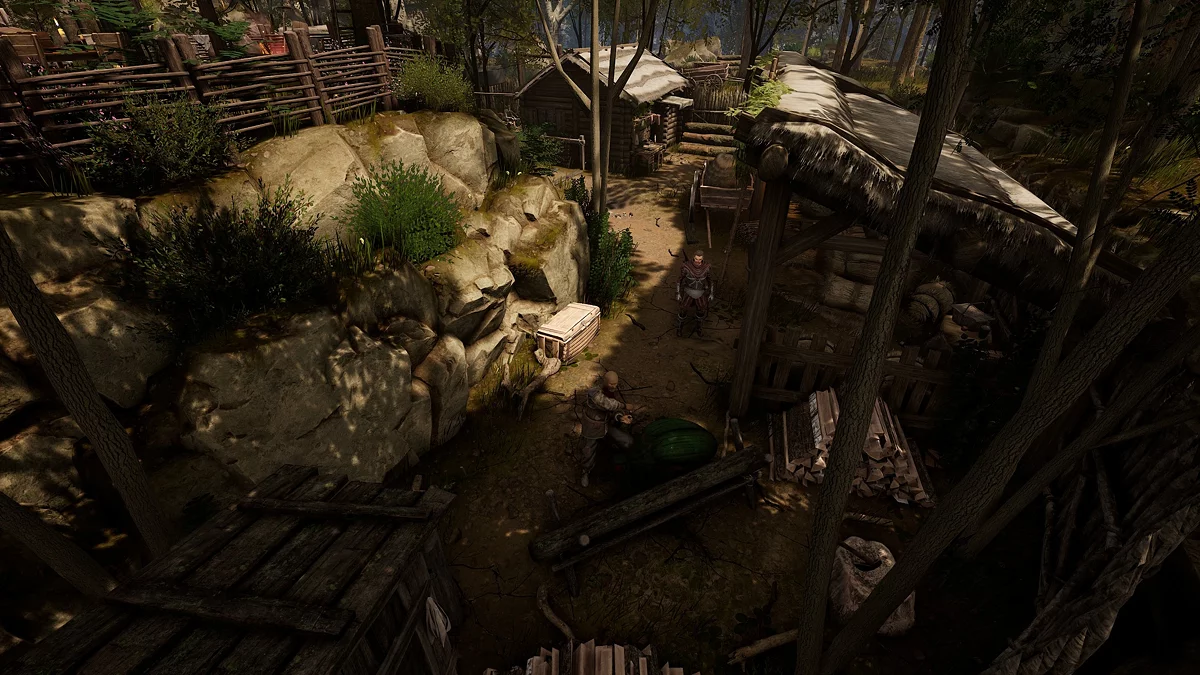 Хуго дежурит у ворот лагеря лесорубов