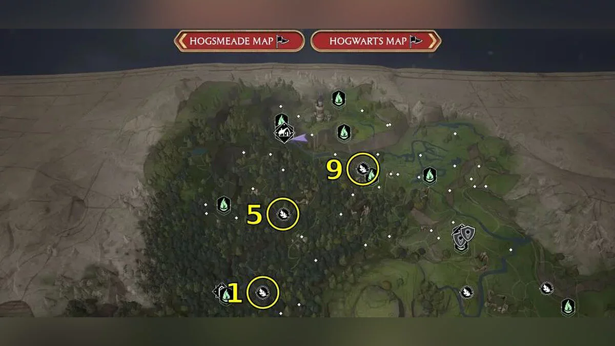 Карта испытаний Мерлина в Запретном лесу