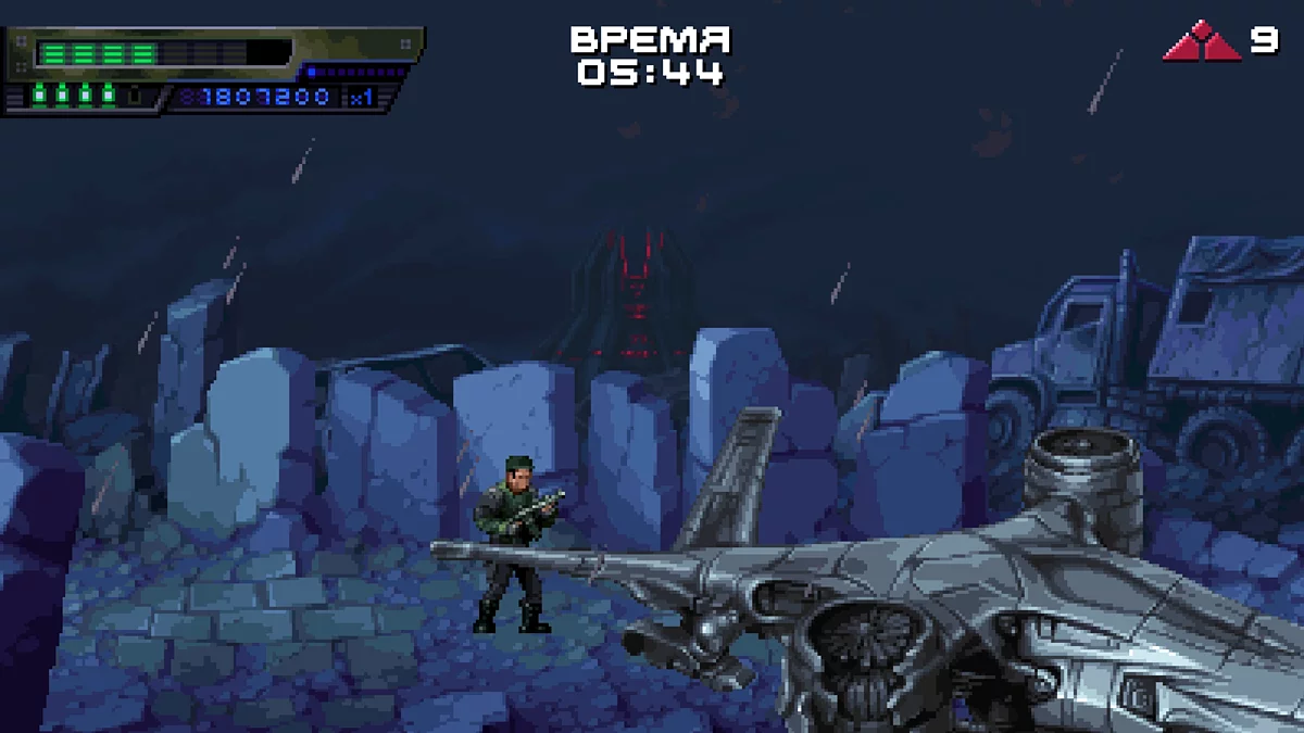 Босс вертолет стреляет ракетами