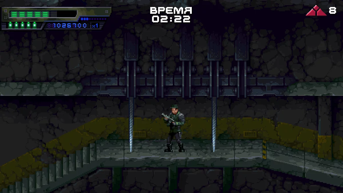 Коридор со сверлами и безногими роботами