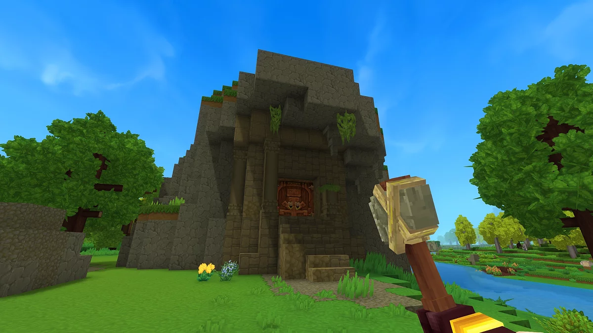 Постройка простого убежища для выживания в первую ночь в Hytale