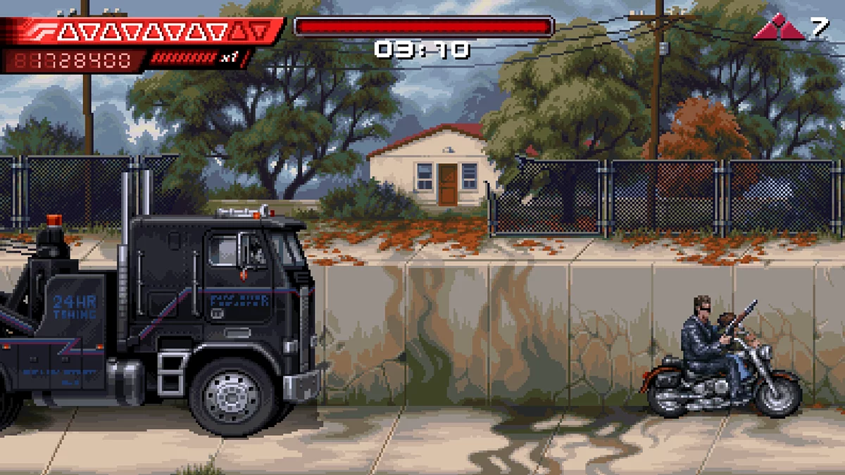 Знак продолжения на трассе во время погони на грузовике