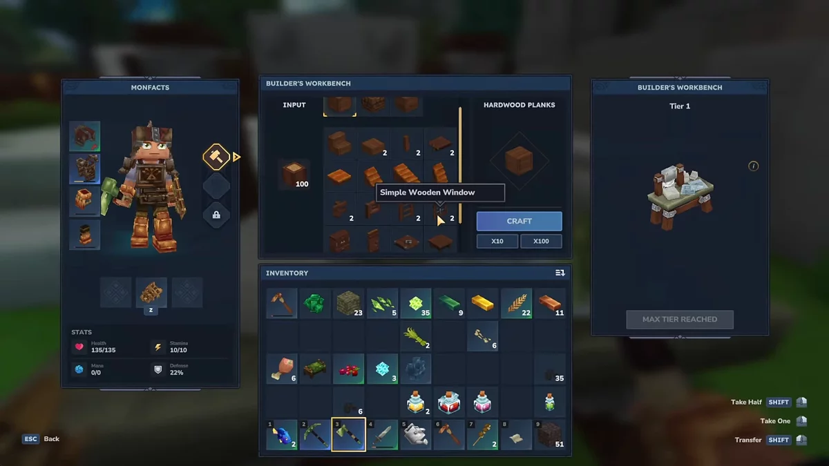 Процесс создания оконных блоков в столярном верстаке Hytale