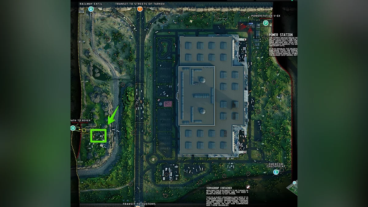 Карта Развязки с отметкой лагеря контрабандистов и вагончика