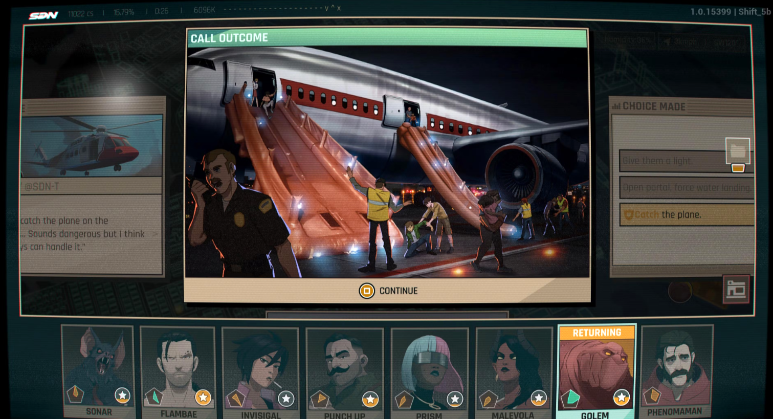 Выбор между спасением самолёта с воздуха или с земли на карте миссии в Dispatch