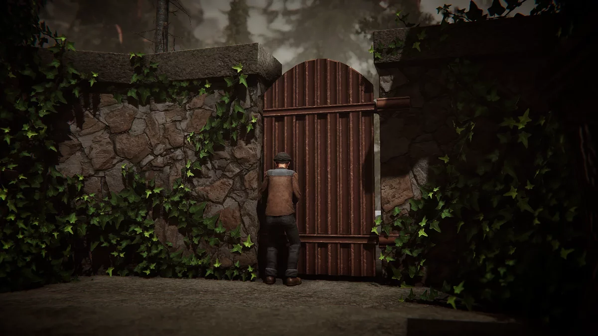 Красная дверь ведущая в тайный сад за городом