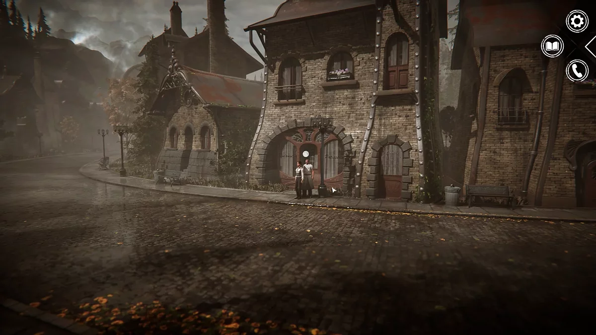 Пекарь стоит у своей лавки на главной улице