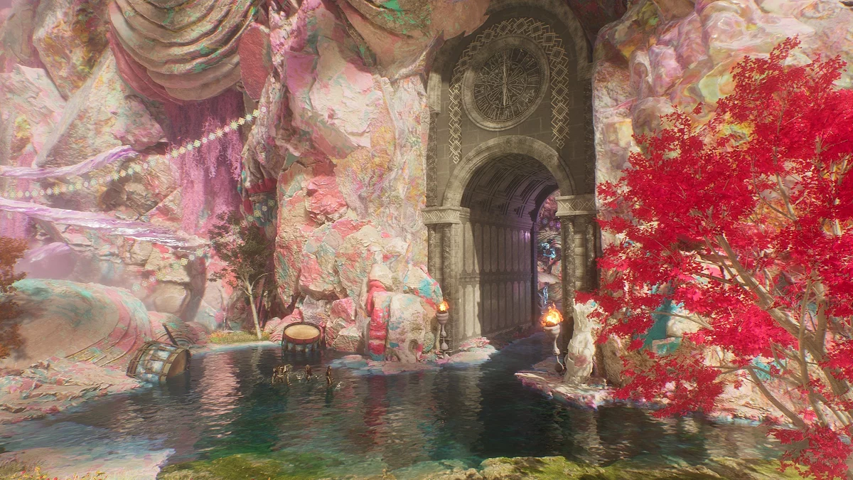 Спуск к боссу хрома-франктал слева от большой арки