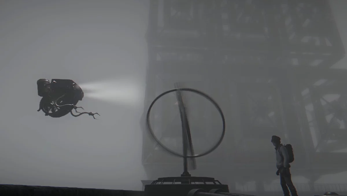 Игнат использует ключ для отключения механизма и обесточивания роботов на крыше