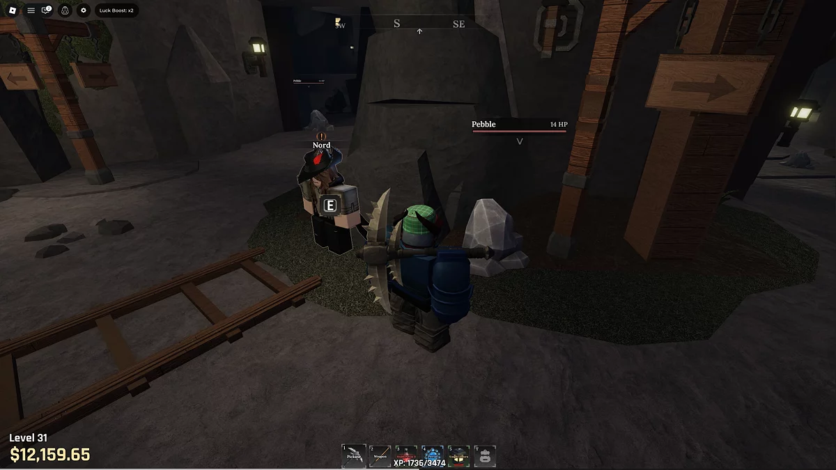 Стартовая локация Перепутье Стоунвейка с камнями для добычи руды в The Forge