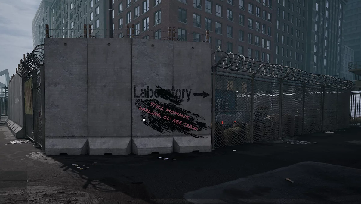 Шестое граффити на бетонных плитах у жилого корпуса про Эйба Кроу