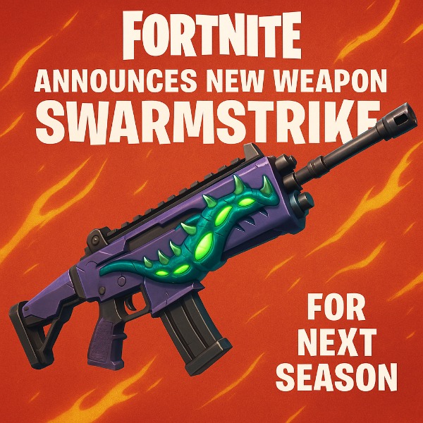 Обложка Fortnite анонсирует новое оружие Swarmstrike для следующего сезона