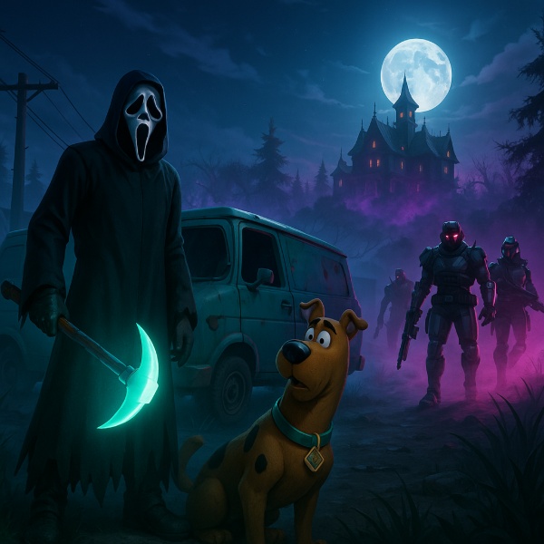 Обложка Fortnite затизерил крупные кроссоверы Fortnitemares: Scream, Scooby-Doo и R.E.P.O.