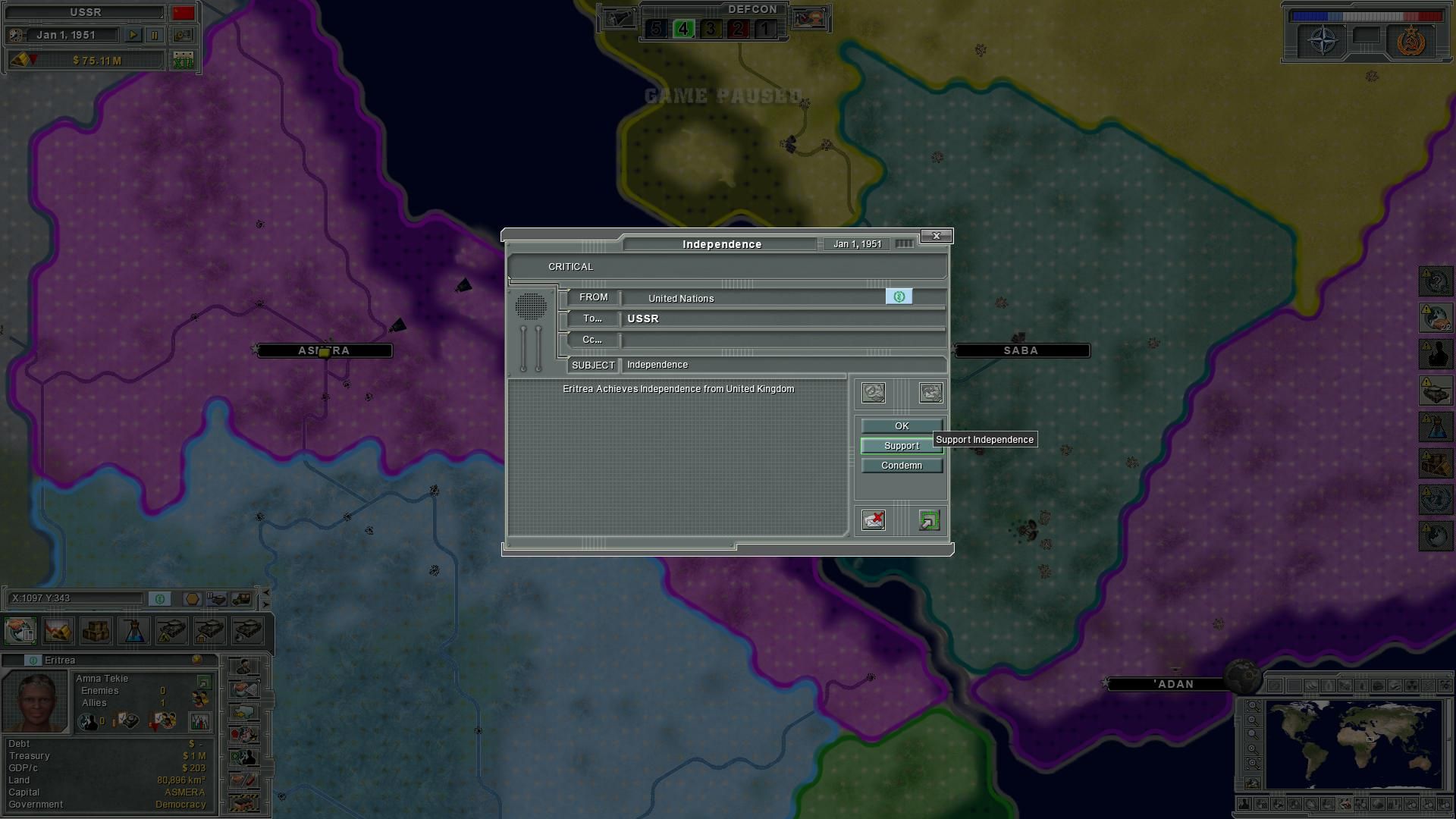 Скриншот из игры Supreme Ruler: Cold War - 93