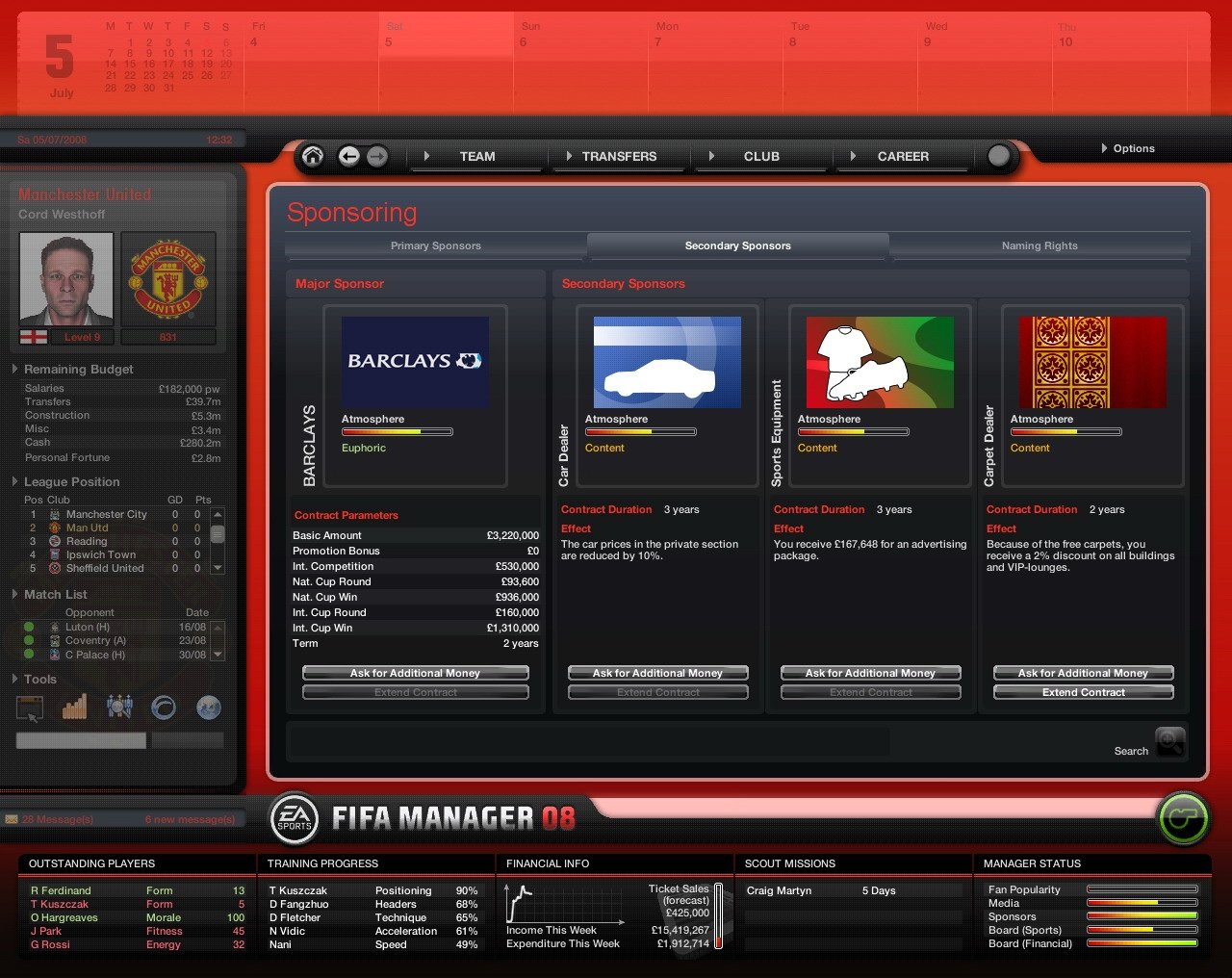 Скриншот из игры FIFA Manager 08 - 10