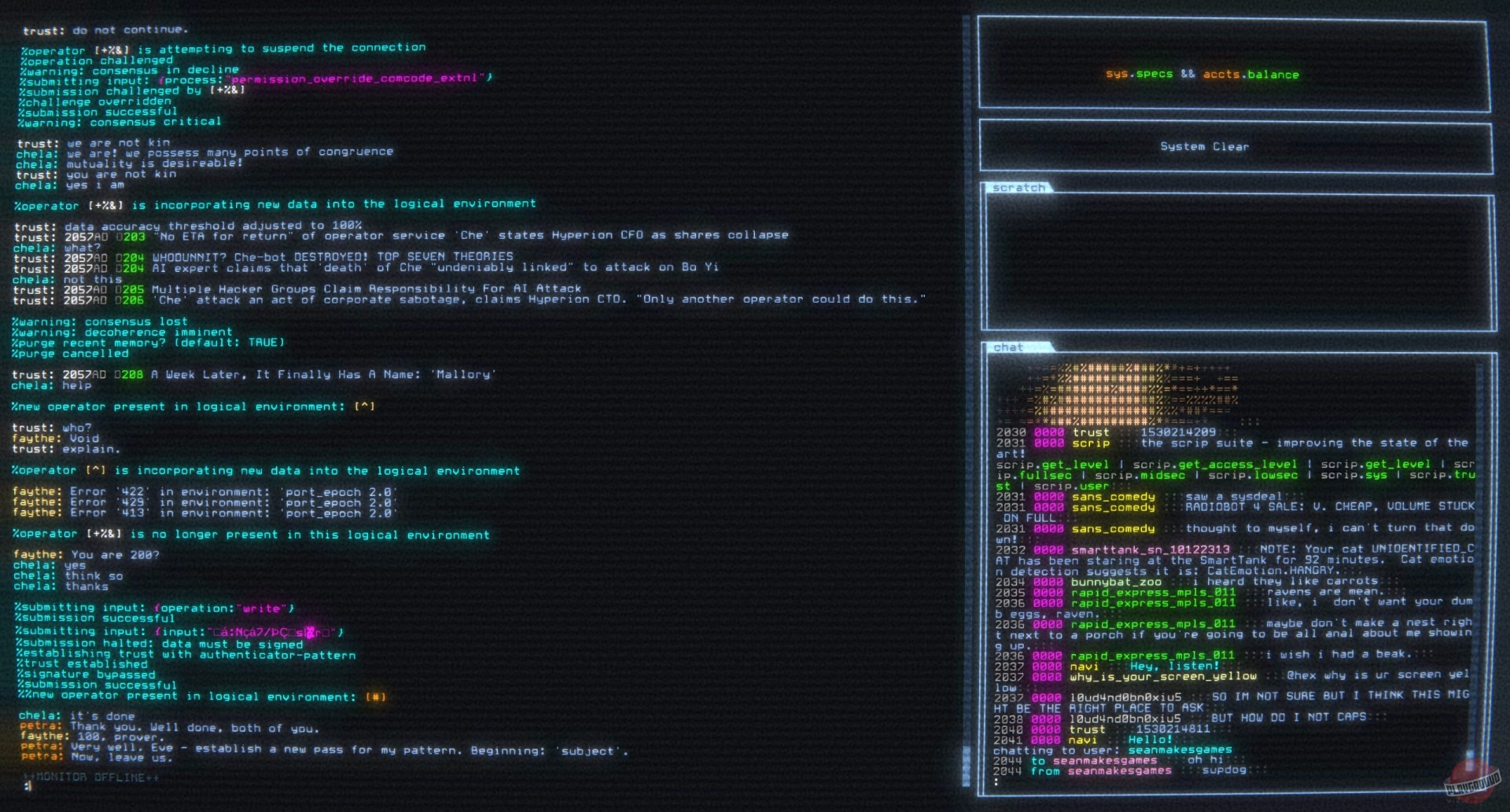 Скриншот из игры hackmud - 1