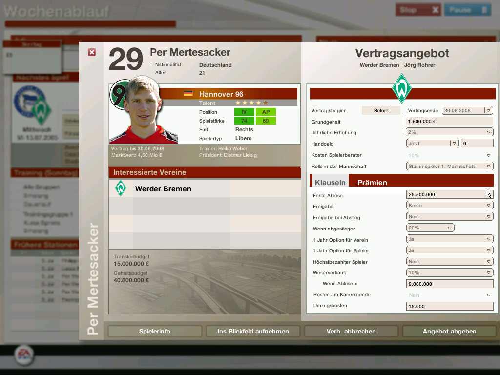 Скриншот из игры FIFA Manager 06 - 179