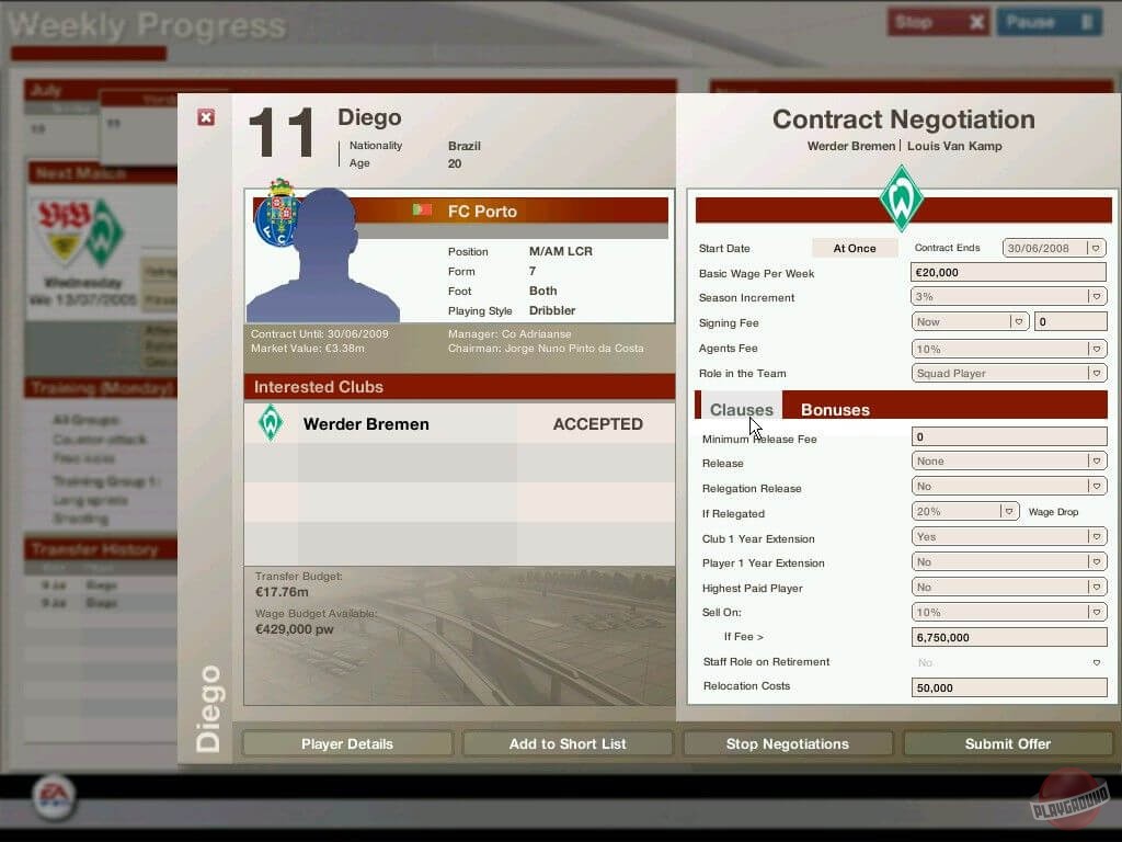 Скриншот из игры FIFA Manager 06 - 96