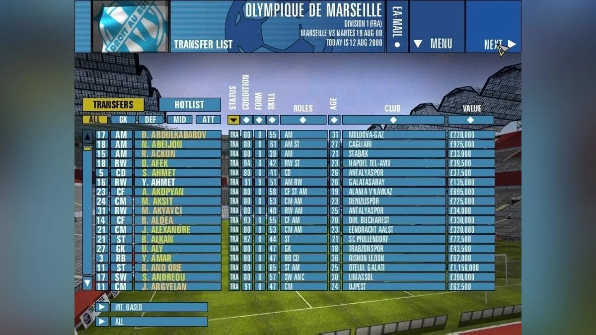 Скриншот из игры FA Premier League Football Manager 2001 - 3