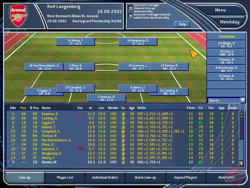 Скриншот из игры Total Club Manager 2003 - 2