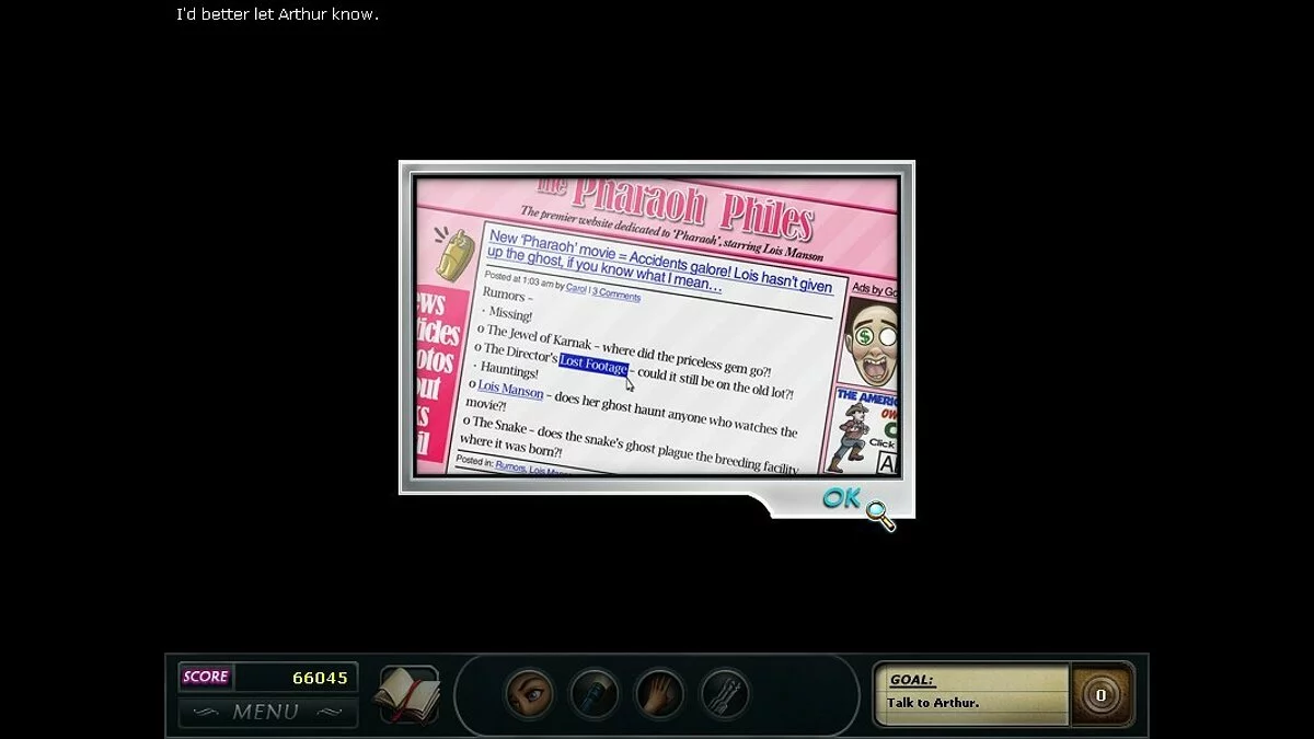 Скриншот из игры Nancy Drew Dossier: Lights, Camera, Curses! - 25