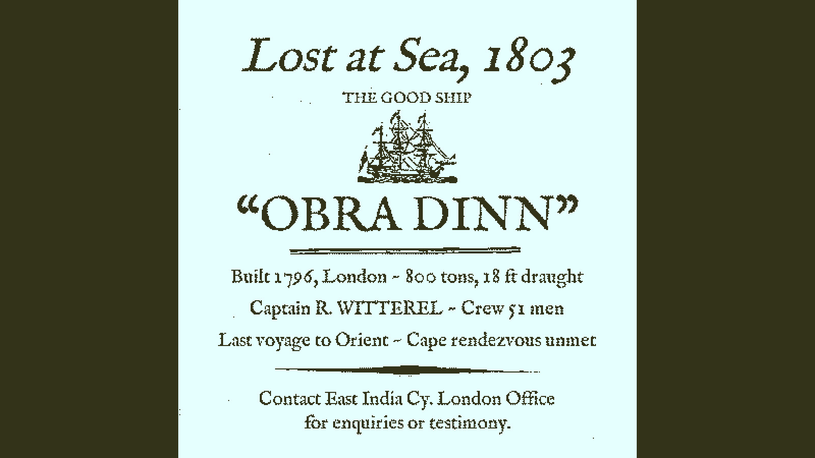 Скриншот из игры Return of the Obra Dinn - 23