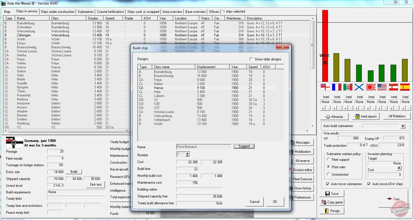 Скриншот из игры Rule the Waves 3 - 15
