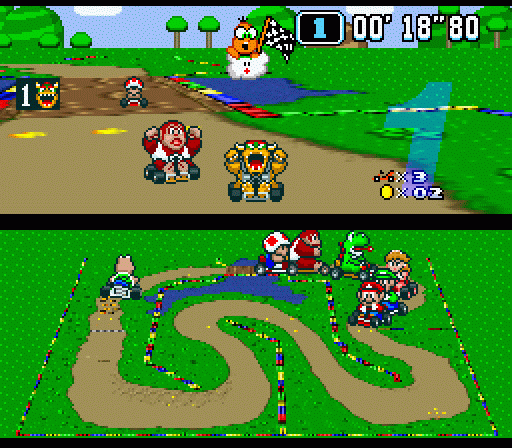 Скриншот из игры Super Mario Kart - 1
