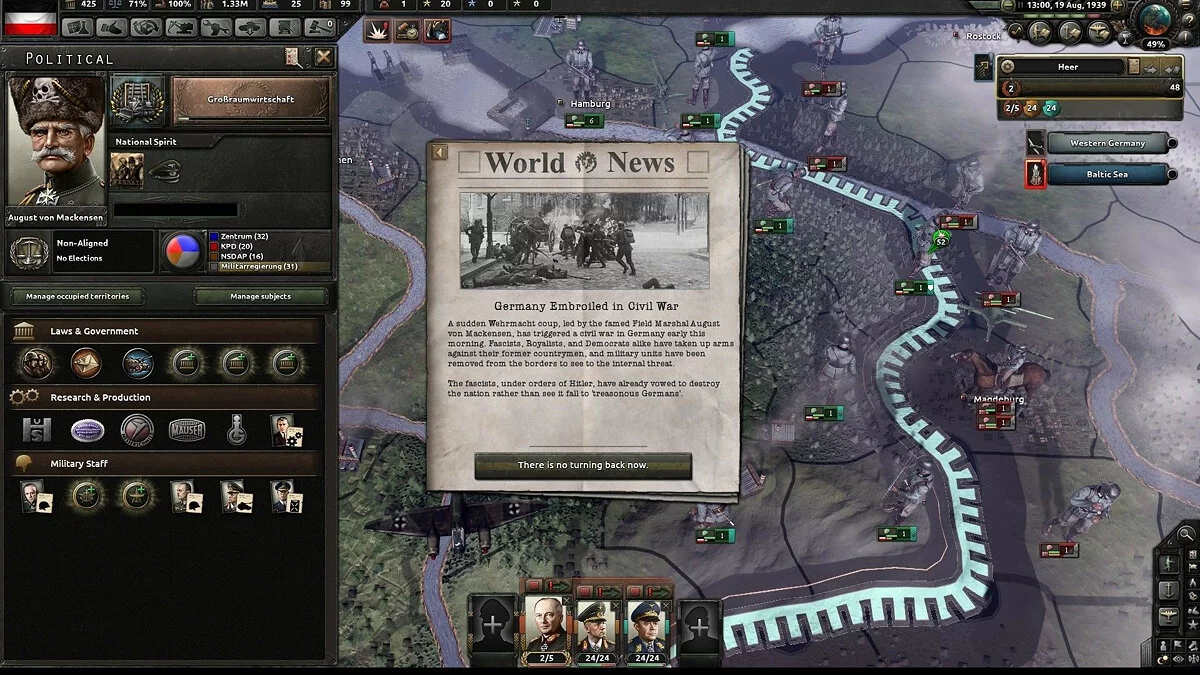 Скриншот из игры Hearts of Iron 4: Waking the Tiger - 1