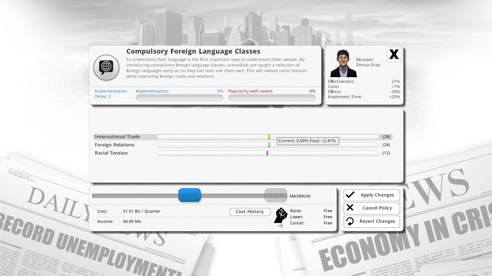 Скриншот из игры Democracy 3: Social Engineering - 9