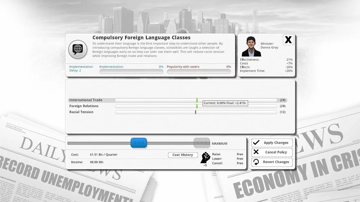 Скриншот из игры Democracy 3: Social Engineering - 5