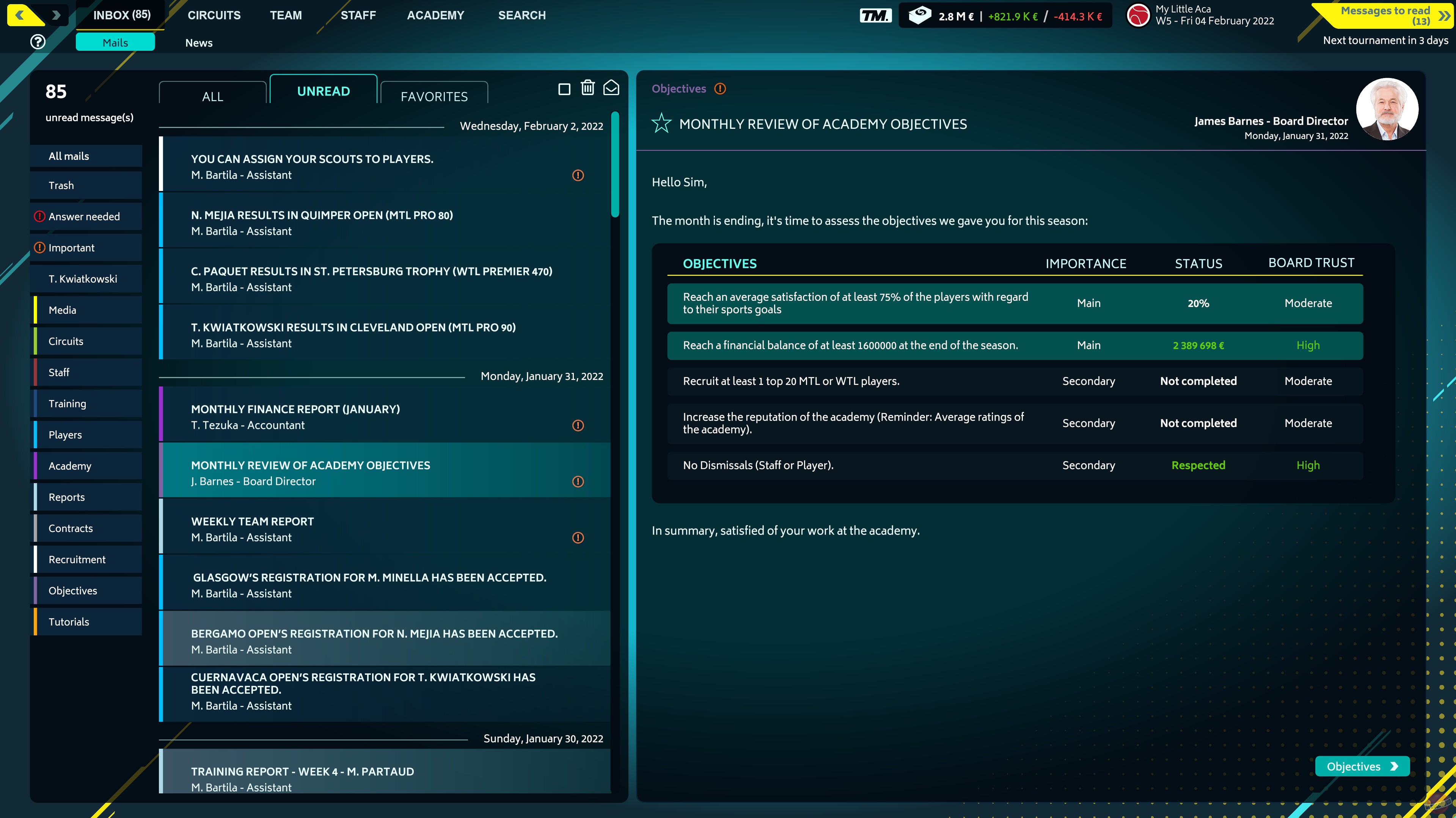 Скриншот из игры Tennis Manager 2022 - 9