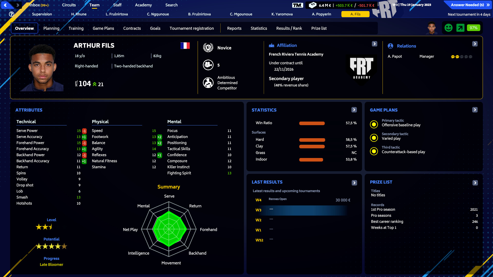 Скриншот из игры Tennis Manager 2023 - 11