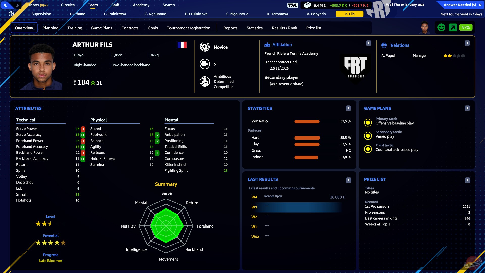 Скриншот из игры Tennis Manager 2023 - 10