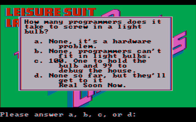 Скриншот из игры Leisure Suit Larry in the Land of the Lounge Lizards - 8