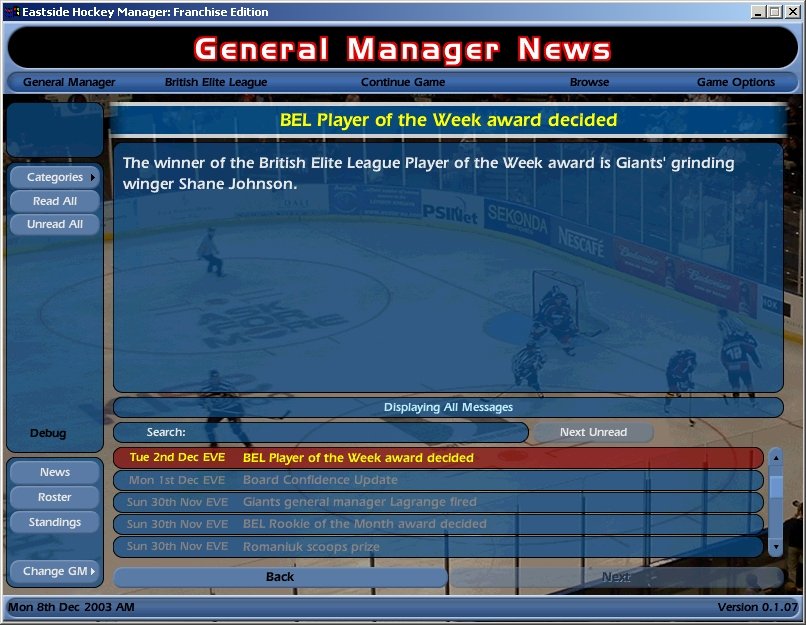 Скриншот из игры NHL Eastside Hockey Manager - 10
